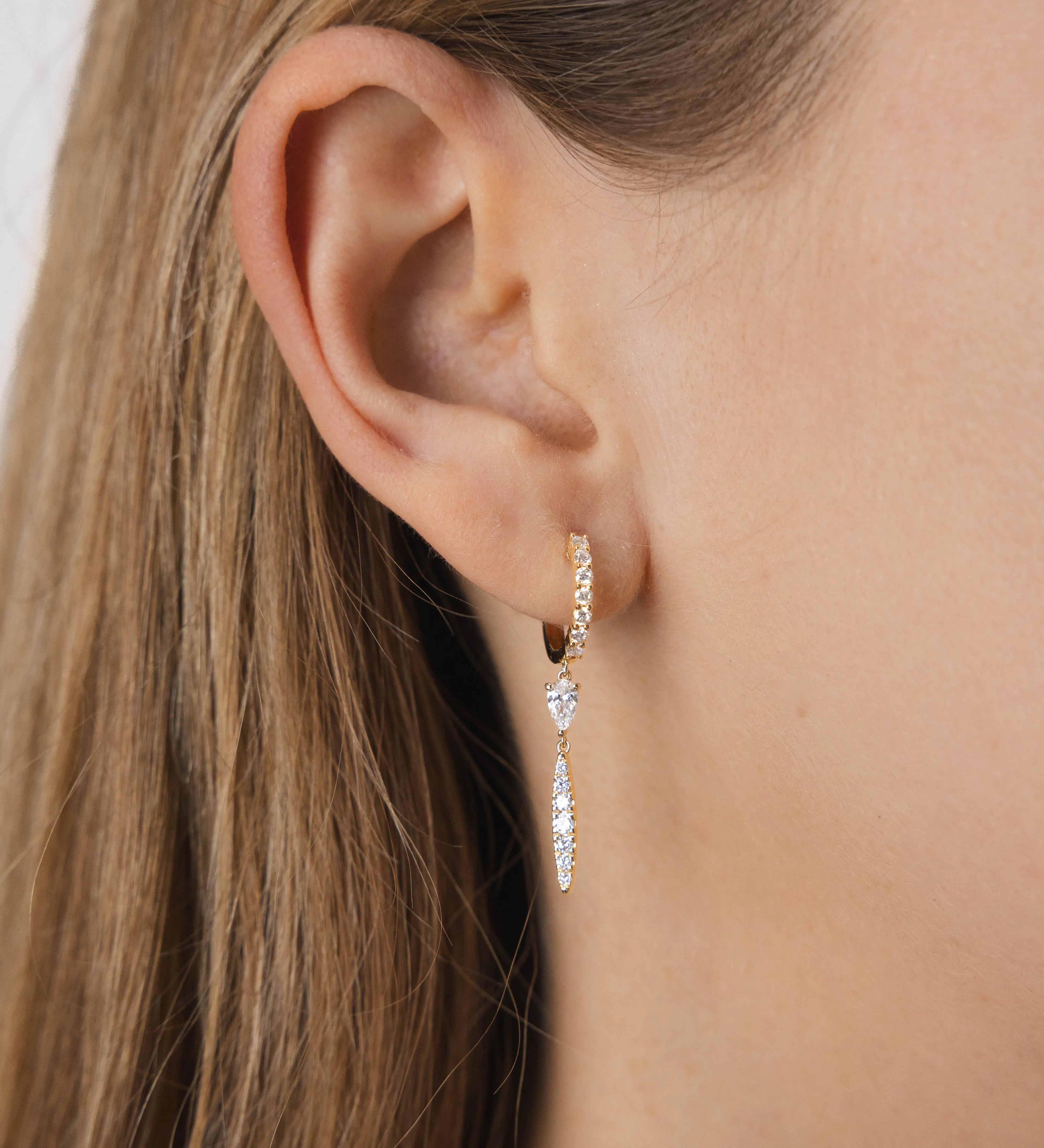 Boucles d'oreilles Alba 0.9 carat en Or Jaune et diamant de synthèse