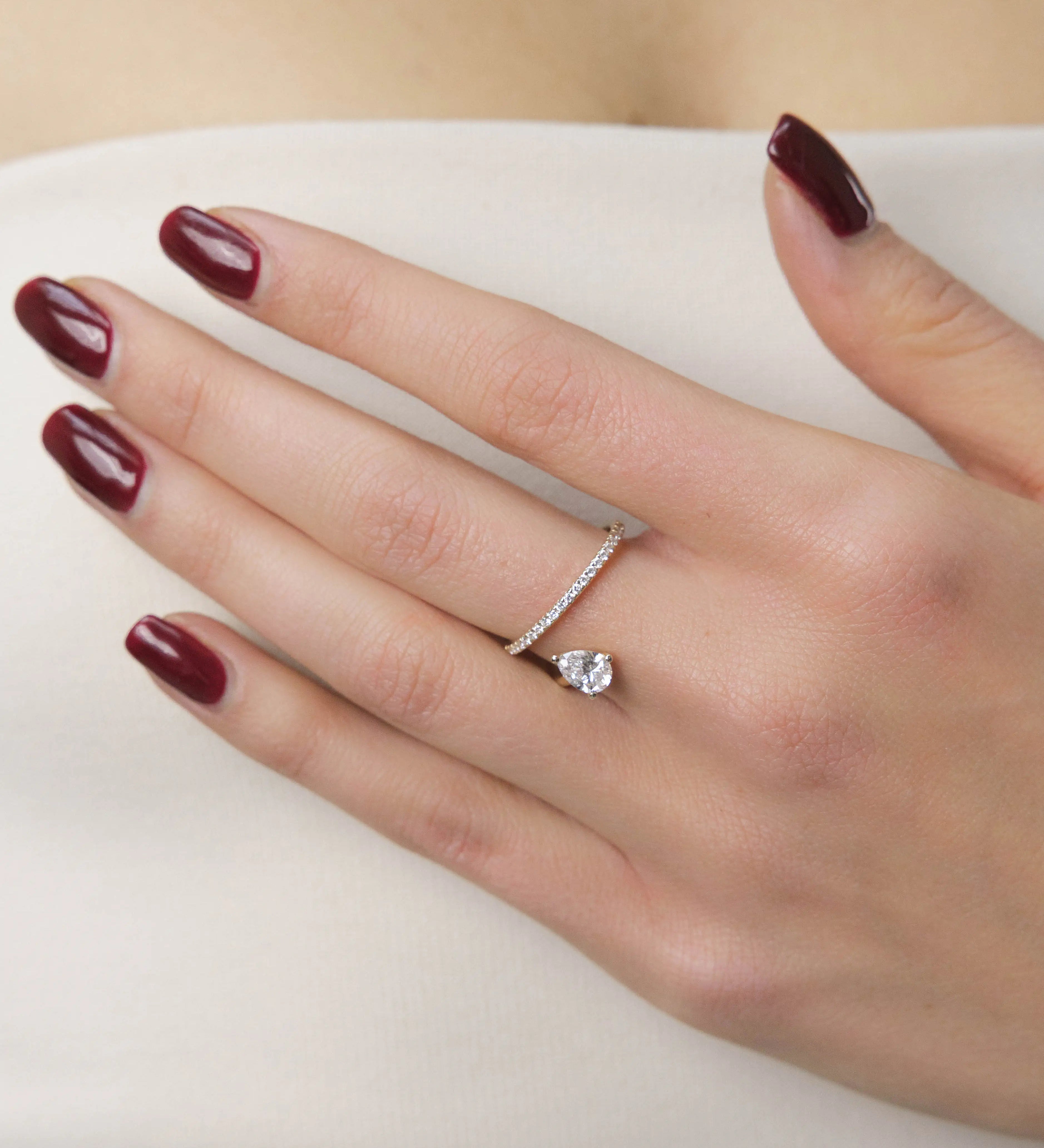 Bague Angélique 0.89 carat en Or Jaune et diamant de synthèse