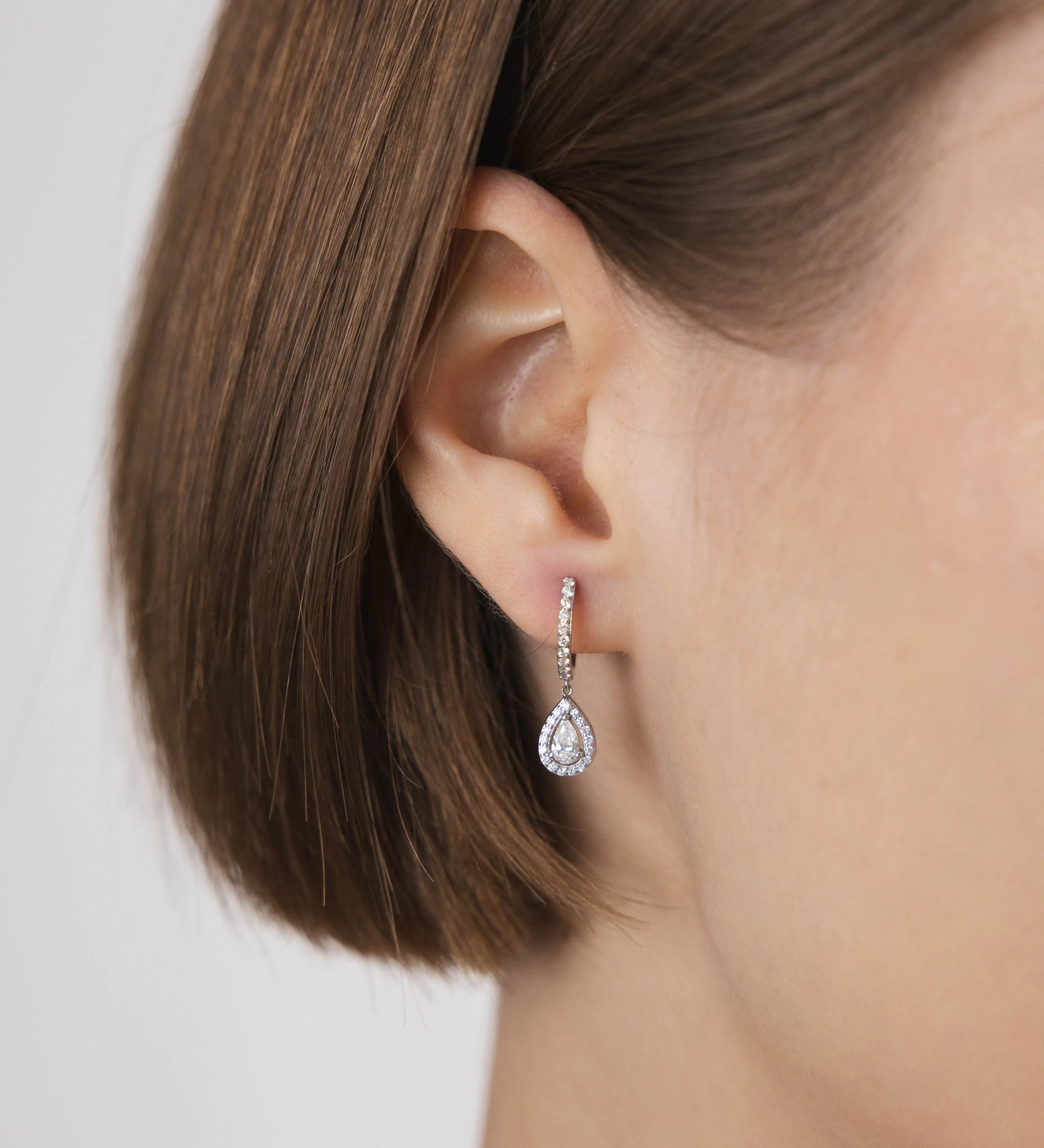 Boucles d'oreilles Laura 0.74 carat Or Blanc et diamant de synthèse