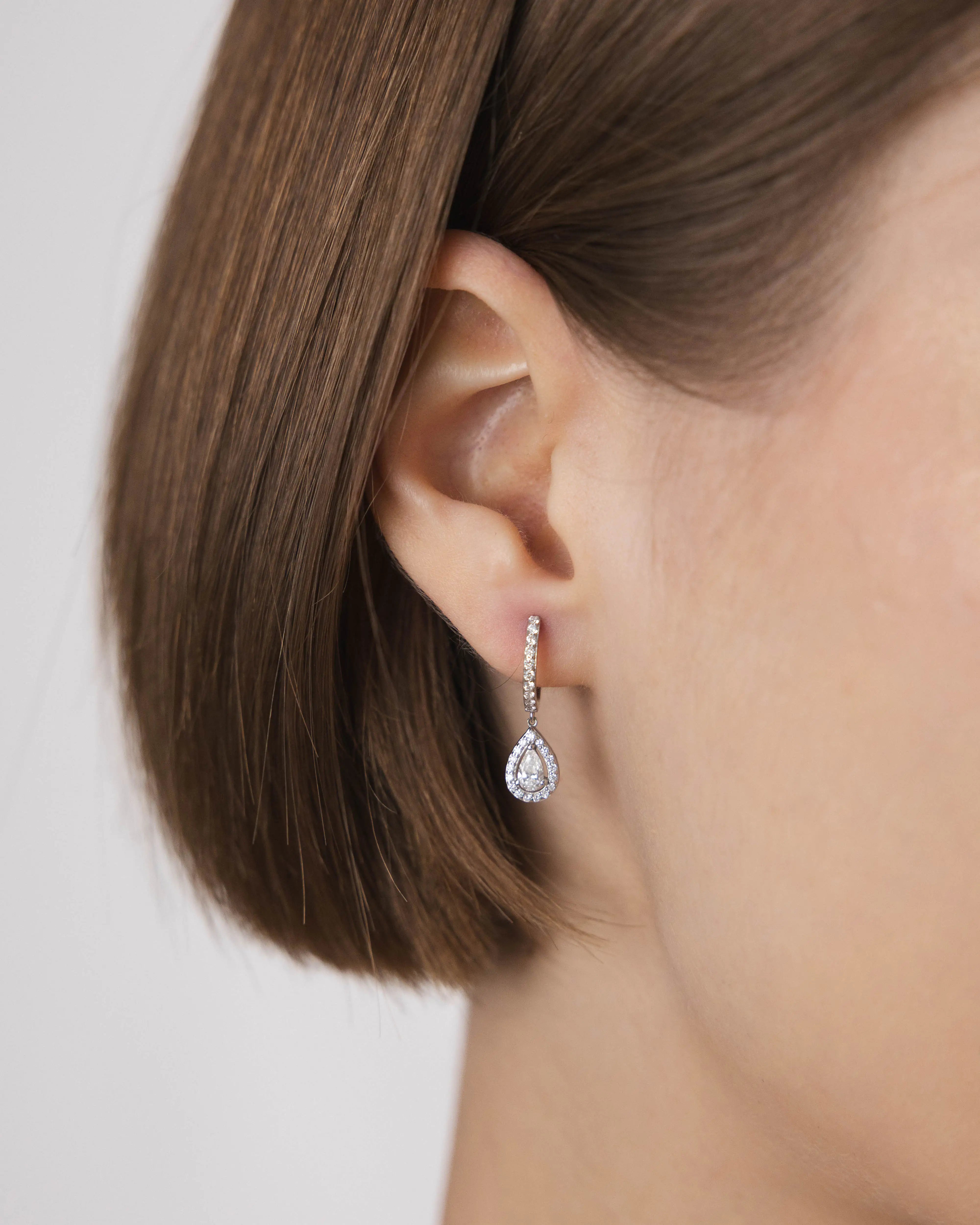 Boucles d'oreilles Laura 0.74 carat Or Blanc et diamant de synthèse