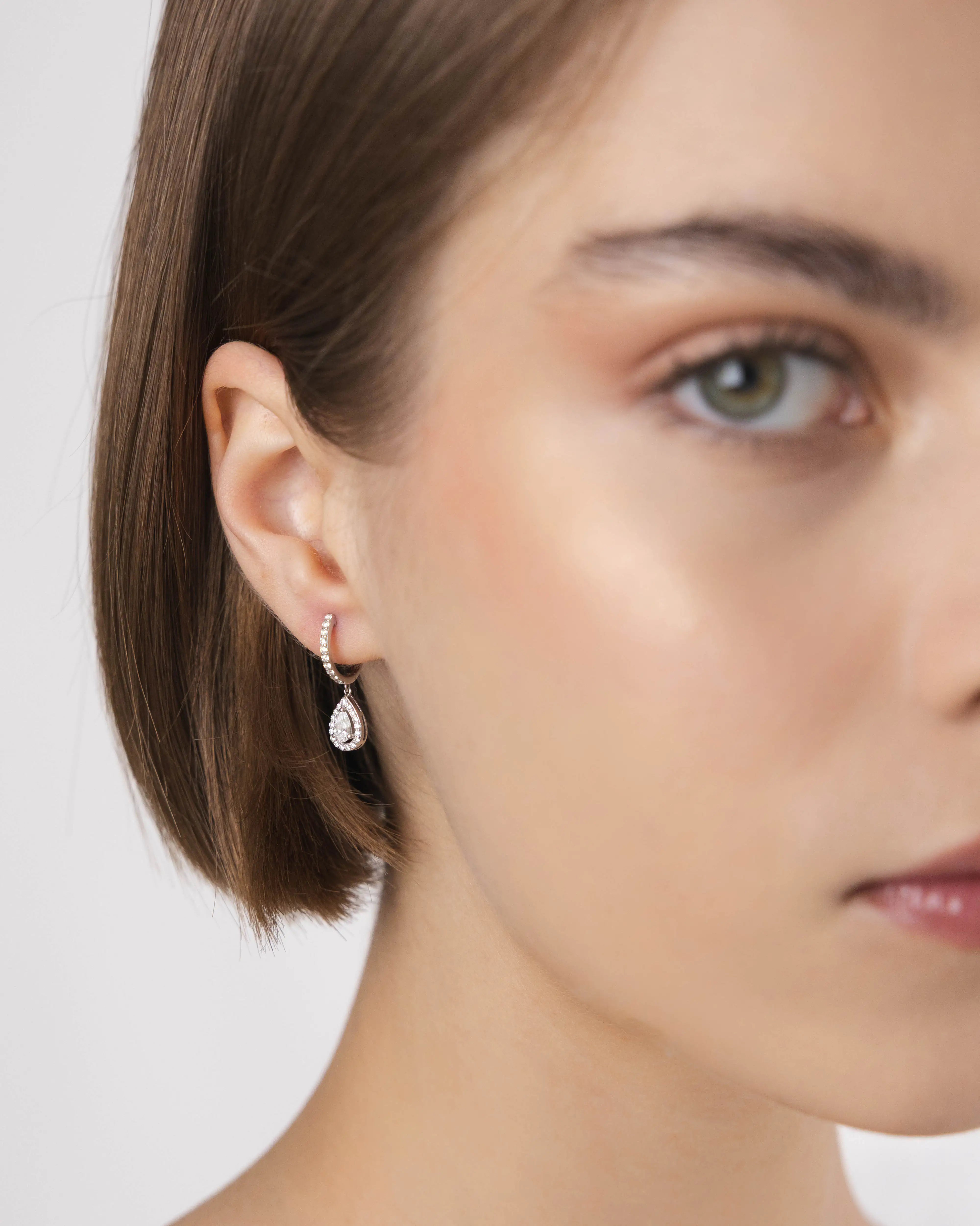 Boucles d'oreilles Laura 0.74 carat Or Blanc et diamant de synthèse