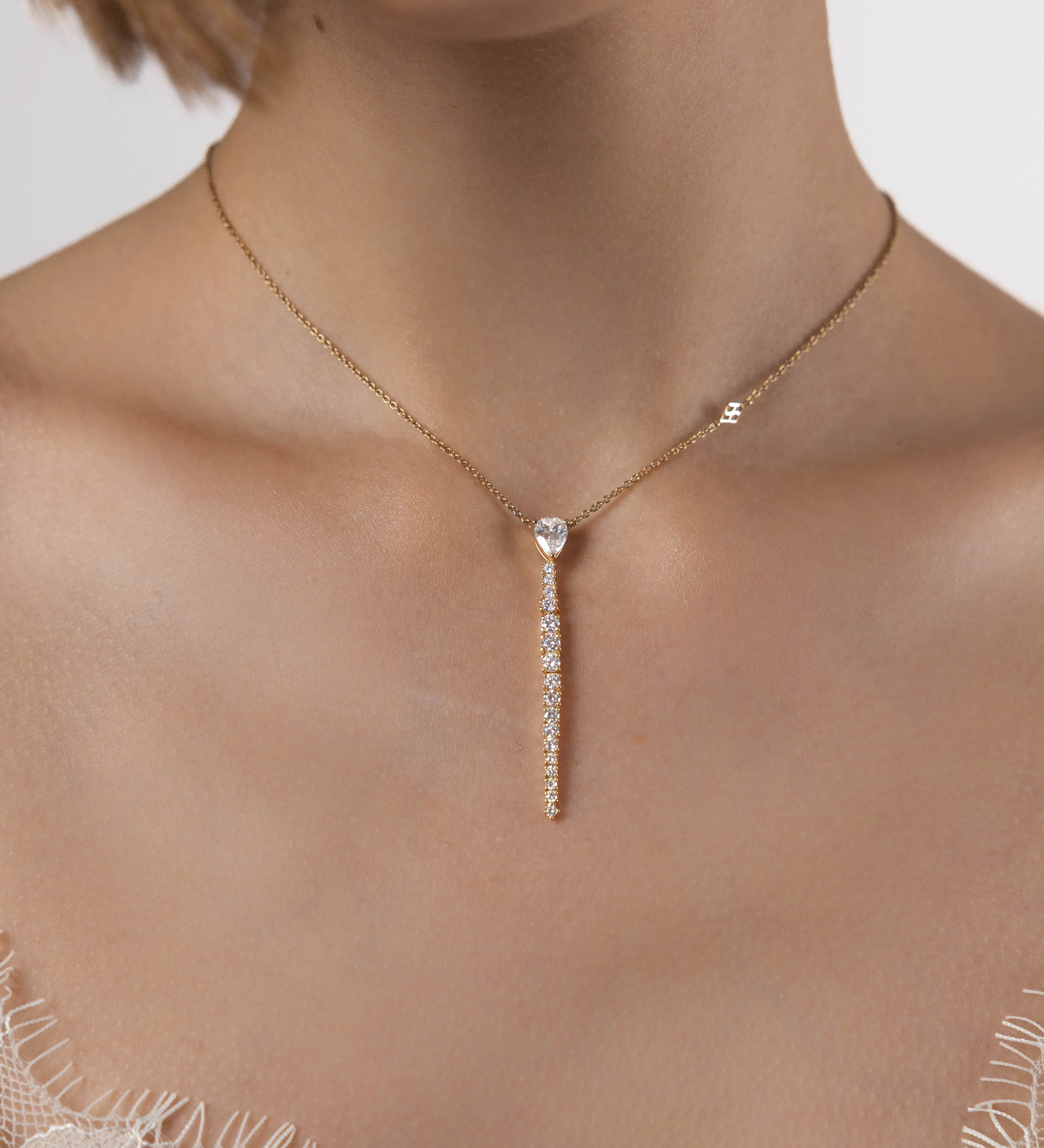 Collier Alba1.43 carats en Or Jaune et diamant de synthèse