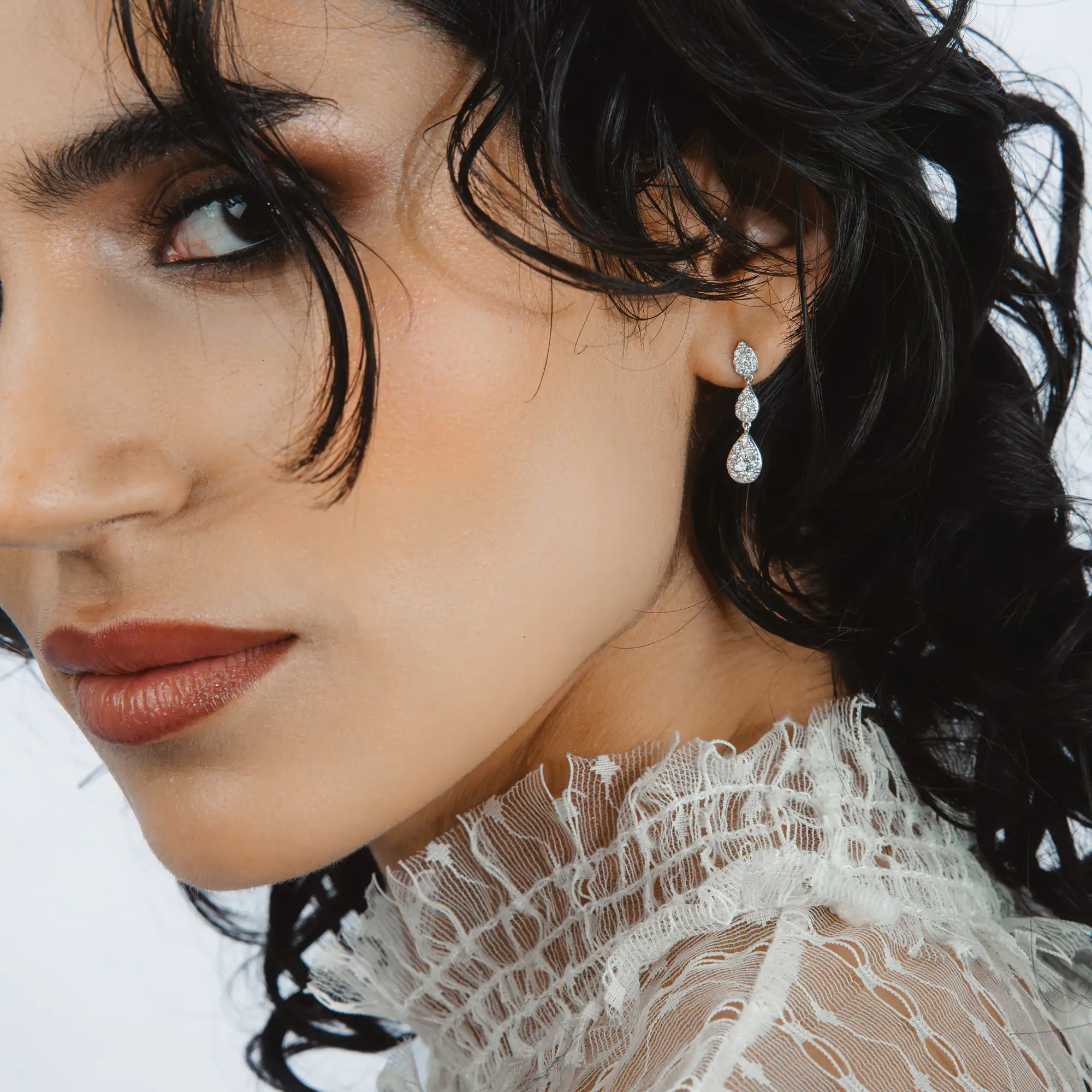 Boucles d'oreilles Majesté en or blanc et diamants laboratoires