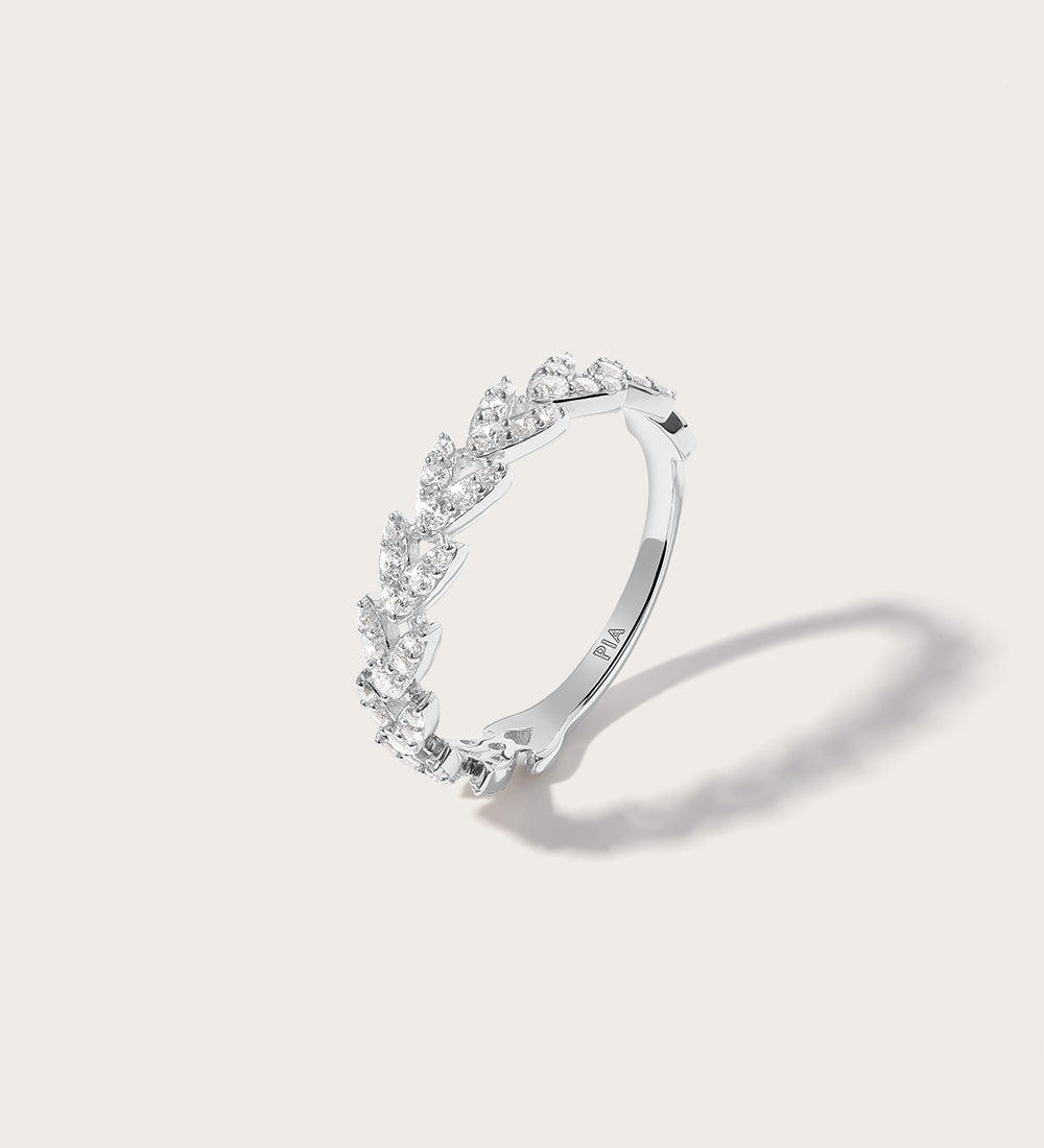 Bague couronne en or blanc 