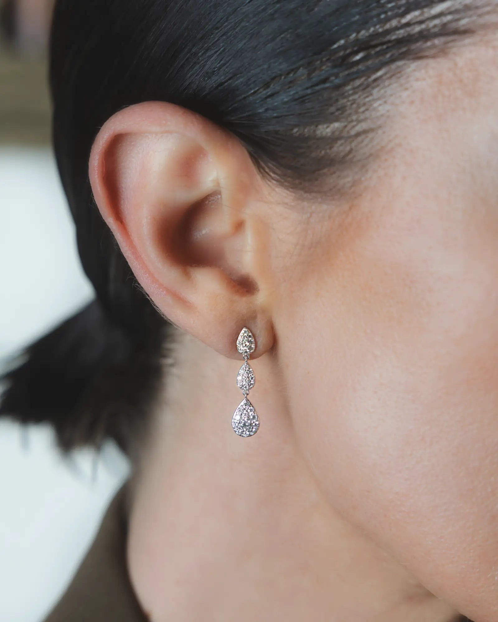 Boucles d'oreilles Majesté en or blanc et diamants laboratoires