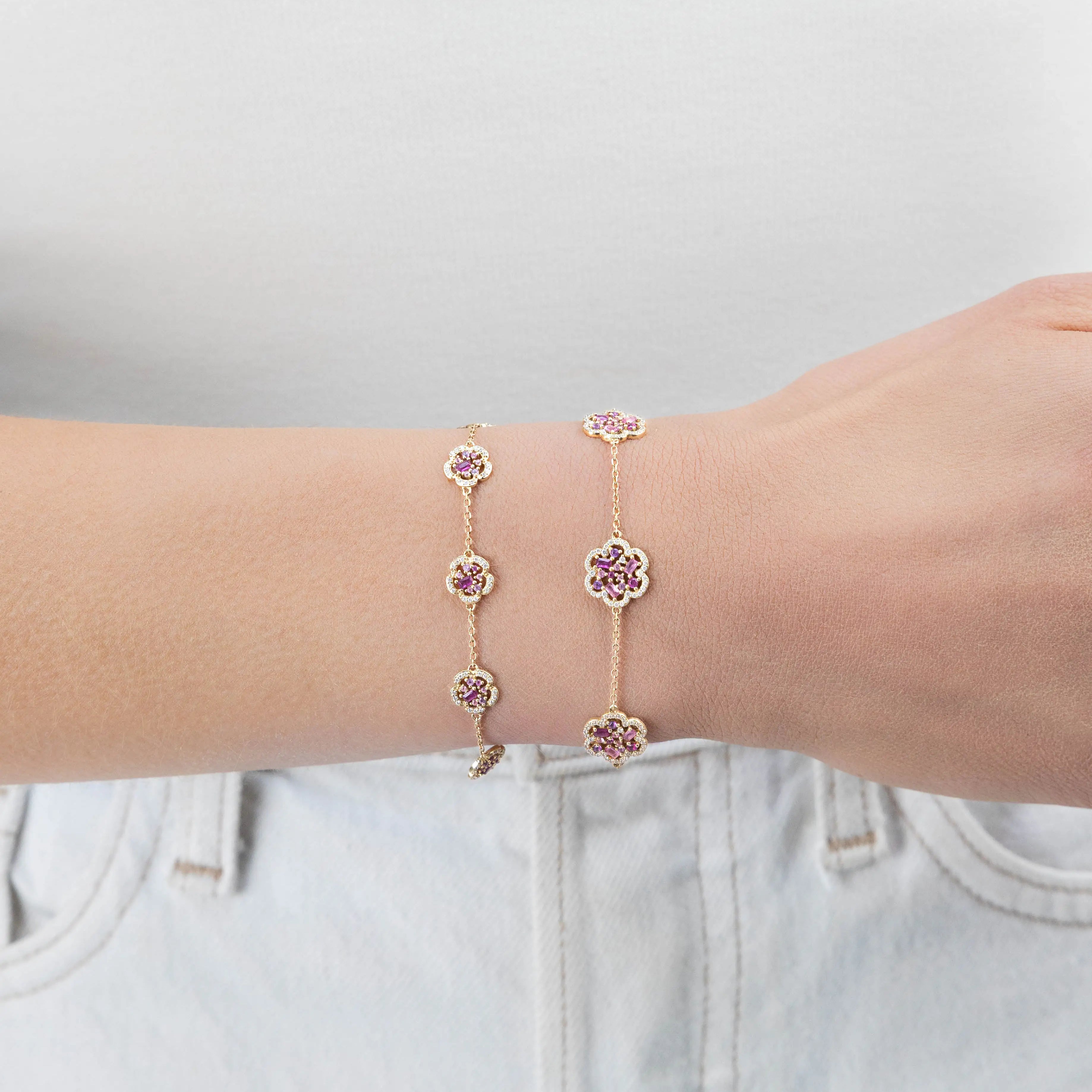 Bracelet Baby Flora Prune Or Jaune