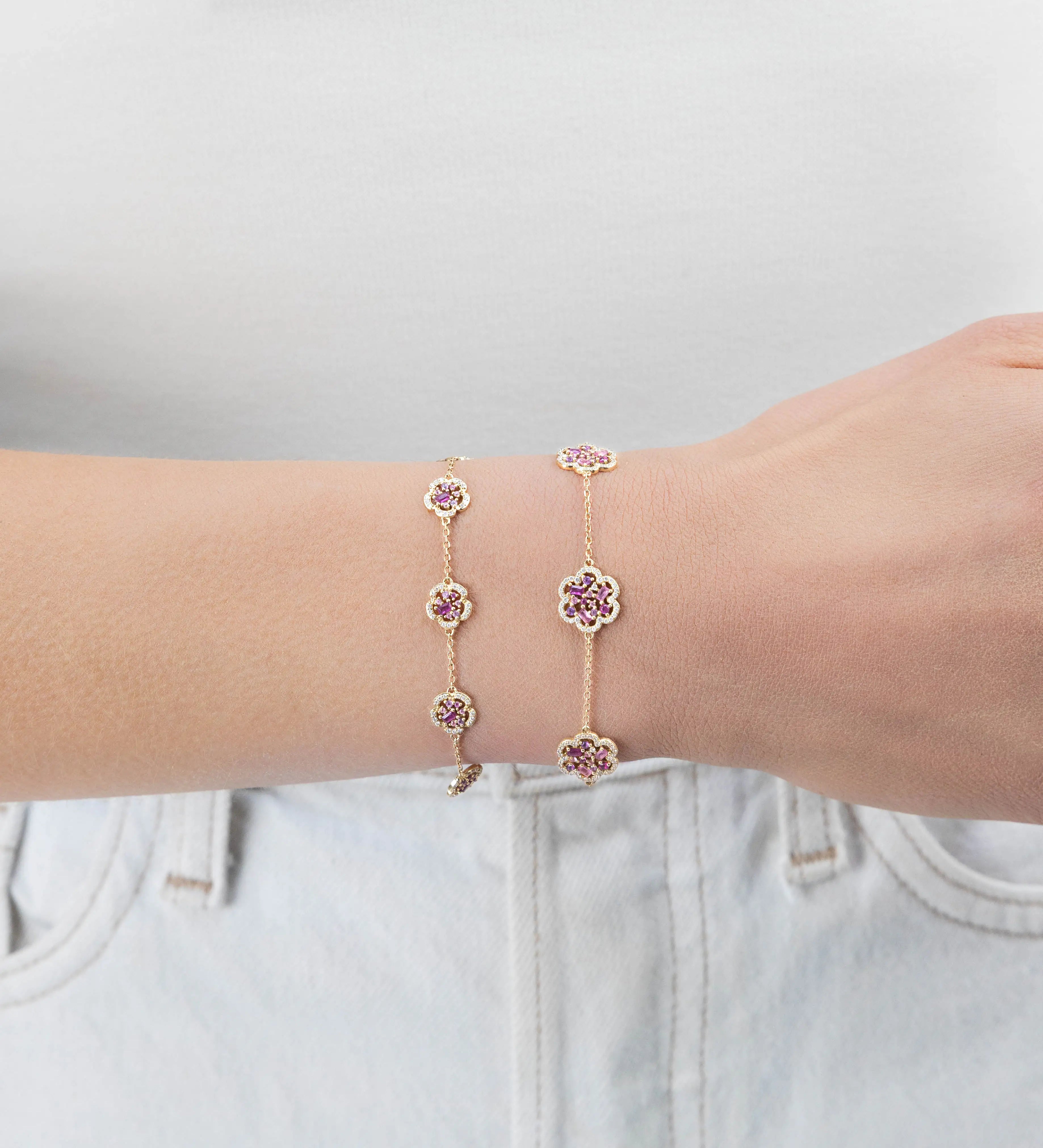 Bracelet Baby Flora Prune Or Jaune