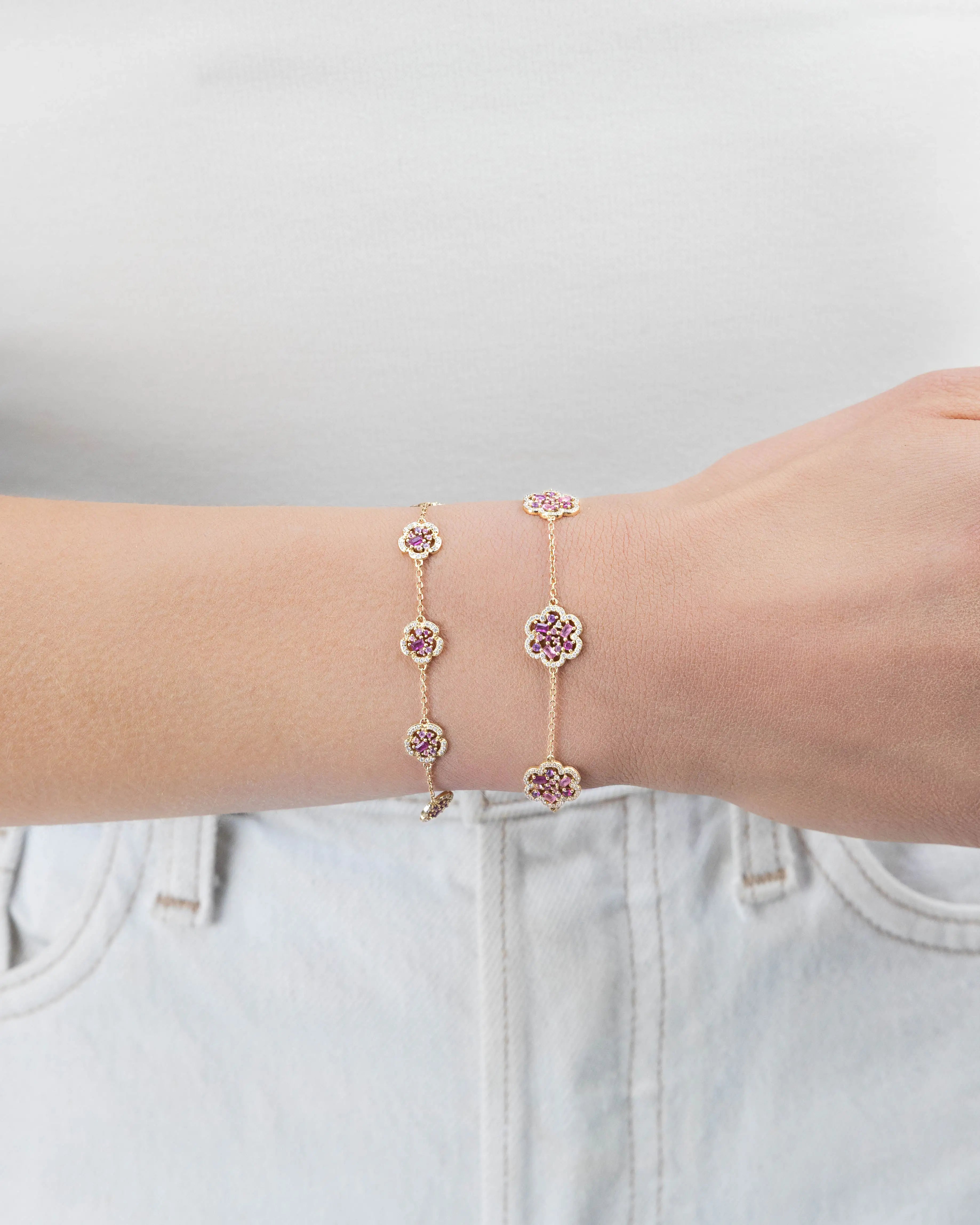 Bracelet Baby Flora Prune Or Jaune