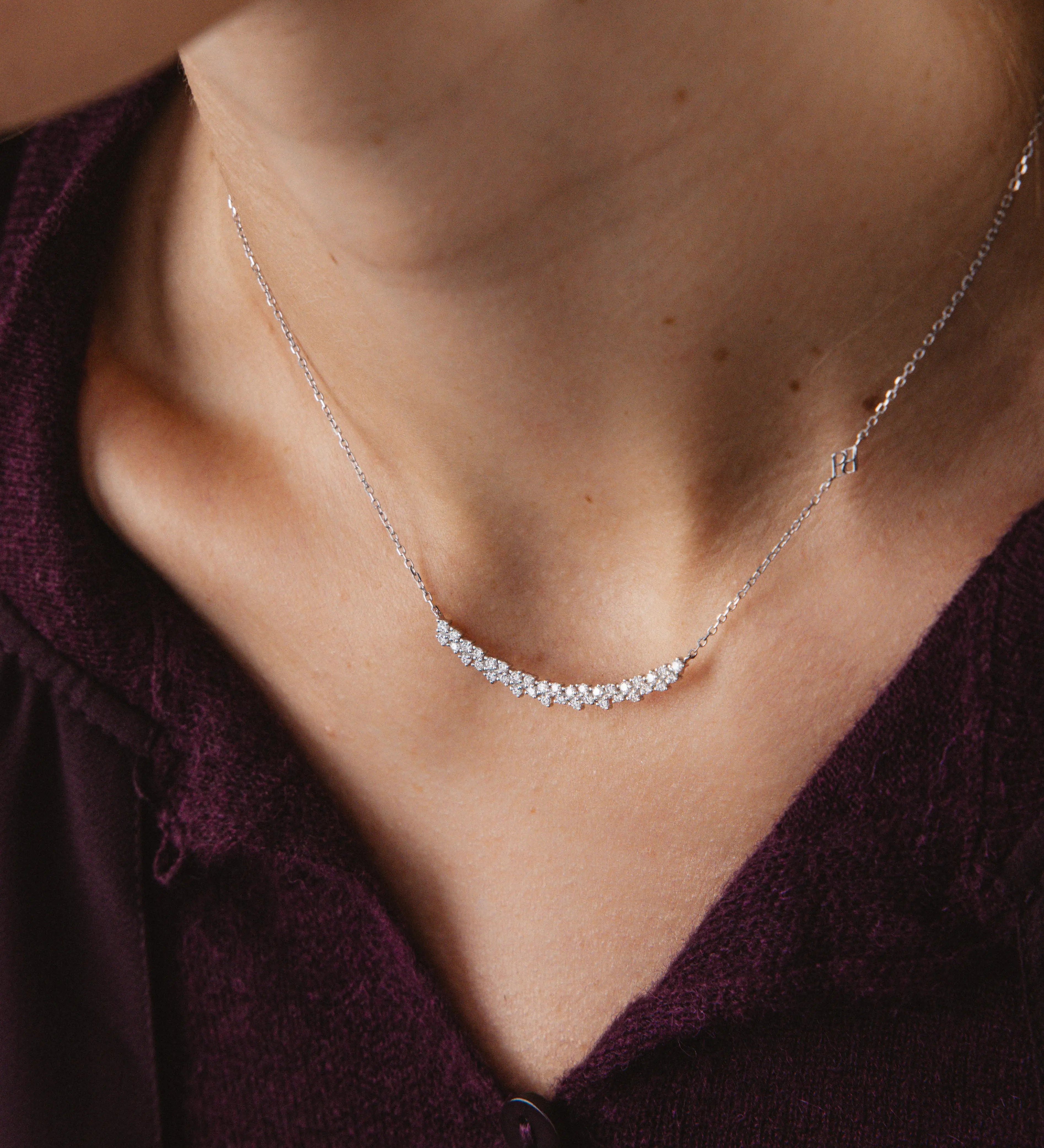 Collier rivière en or blanc et diamant de synthèse