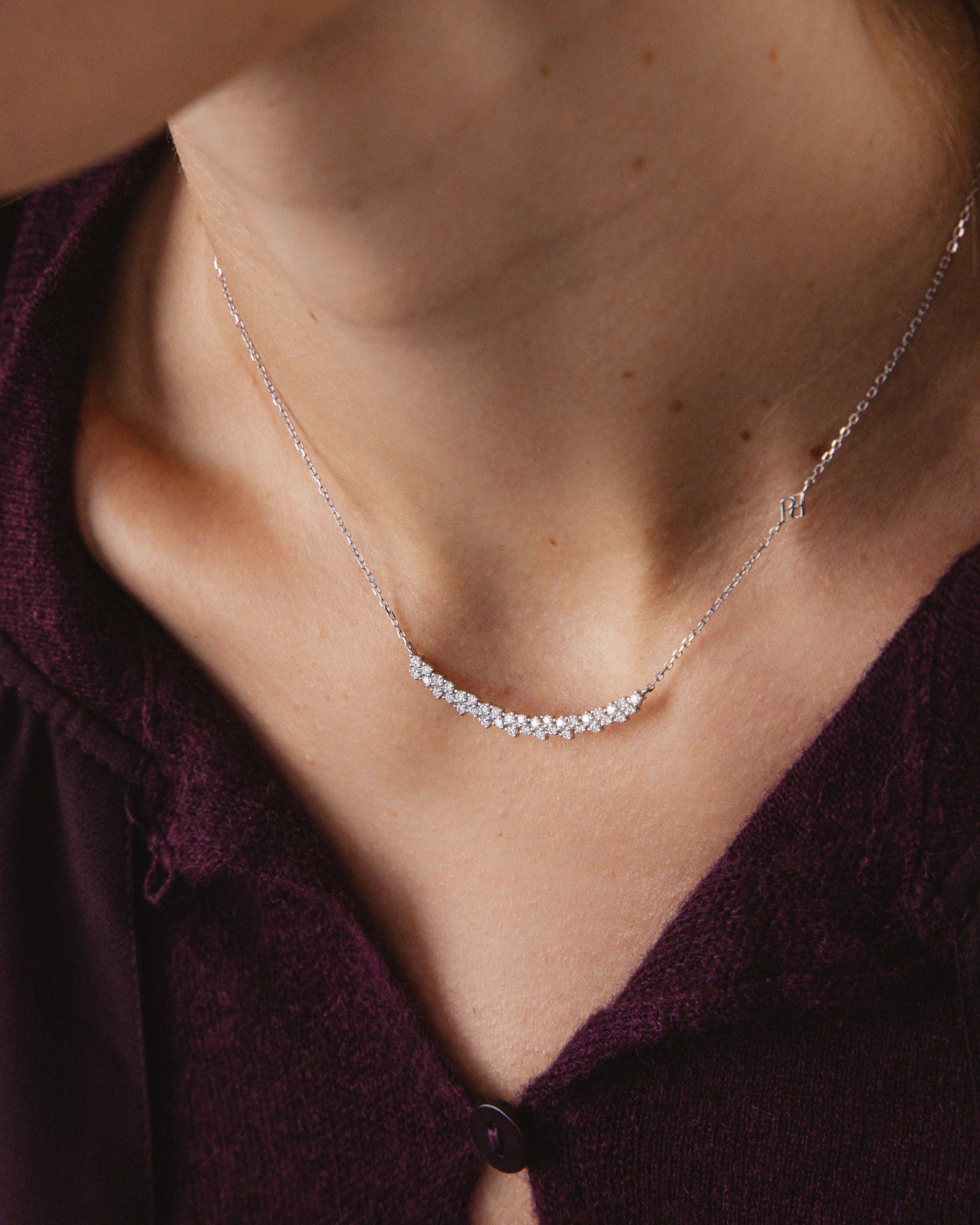 Collier rivière en or blanc et diamant de synthèse