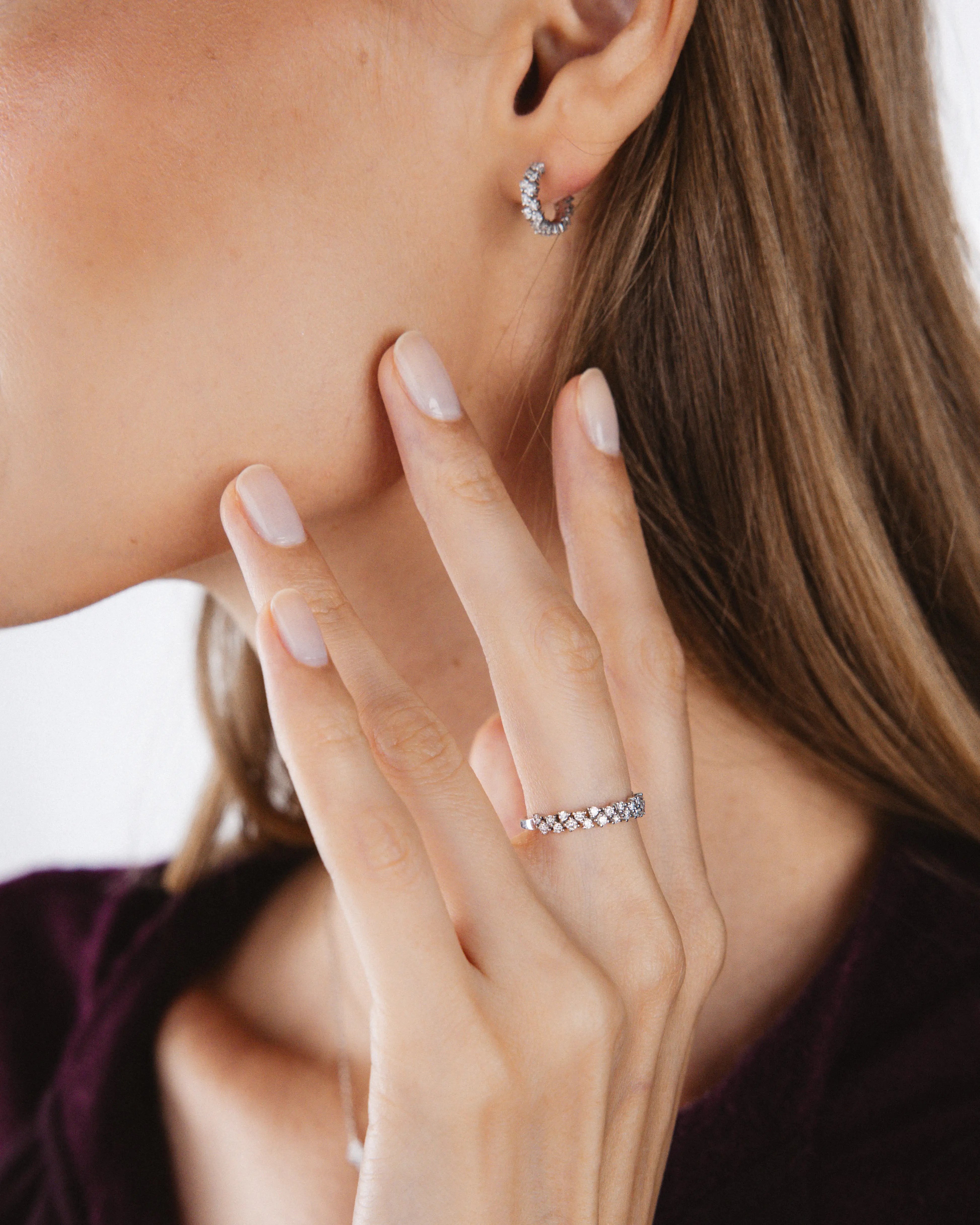 Bague Rivière en or blanc et diamant de synthèse