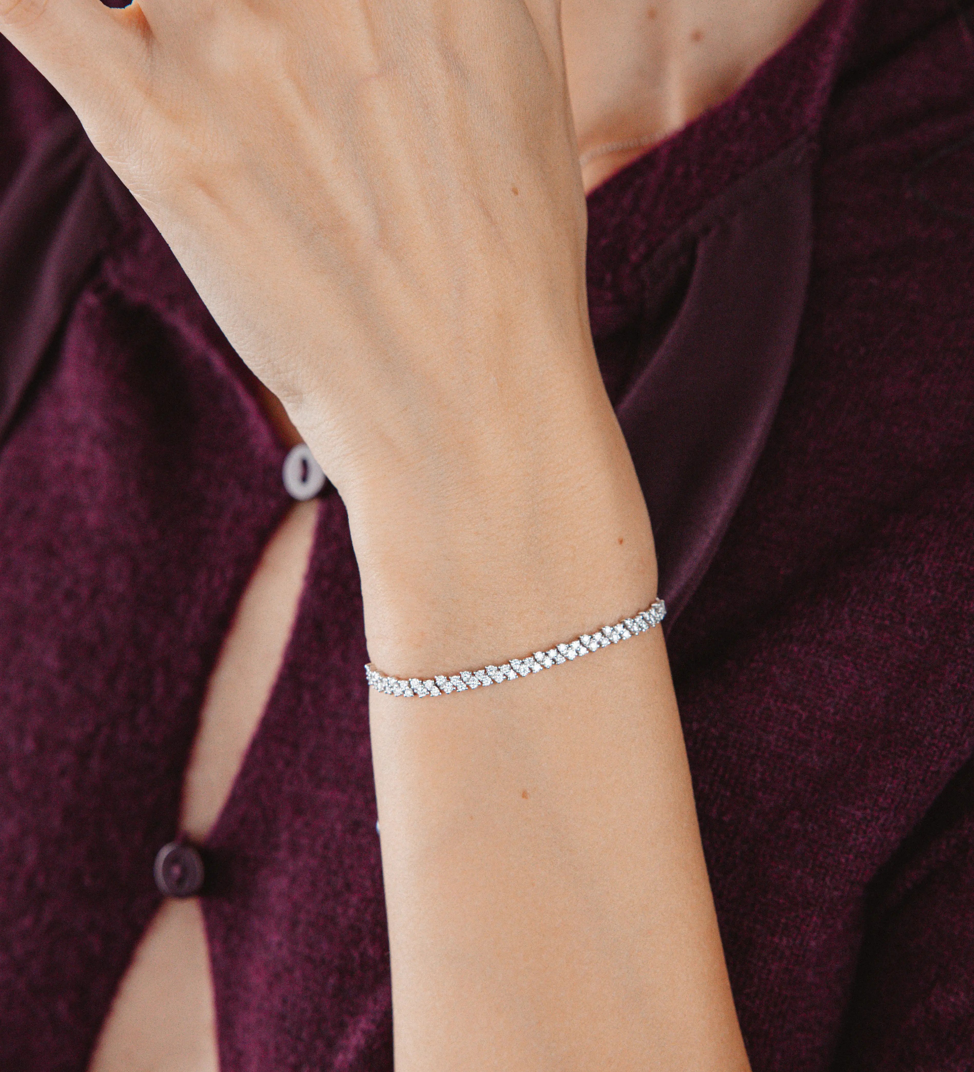 Bracelet Rivière 1 carat en or blanc et diamant de synthèse