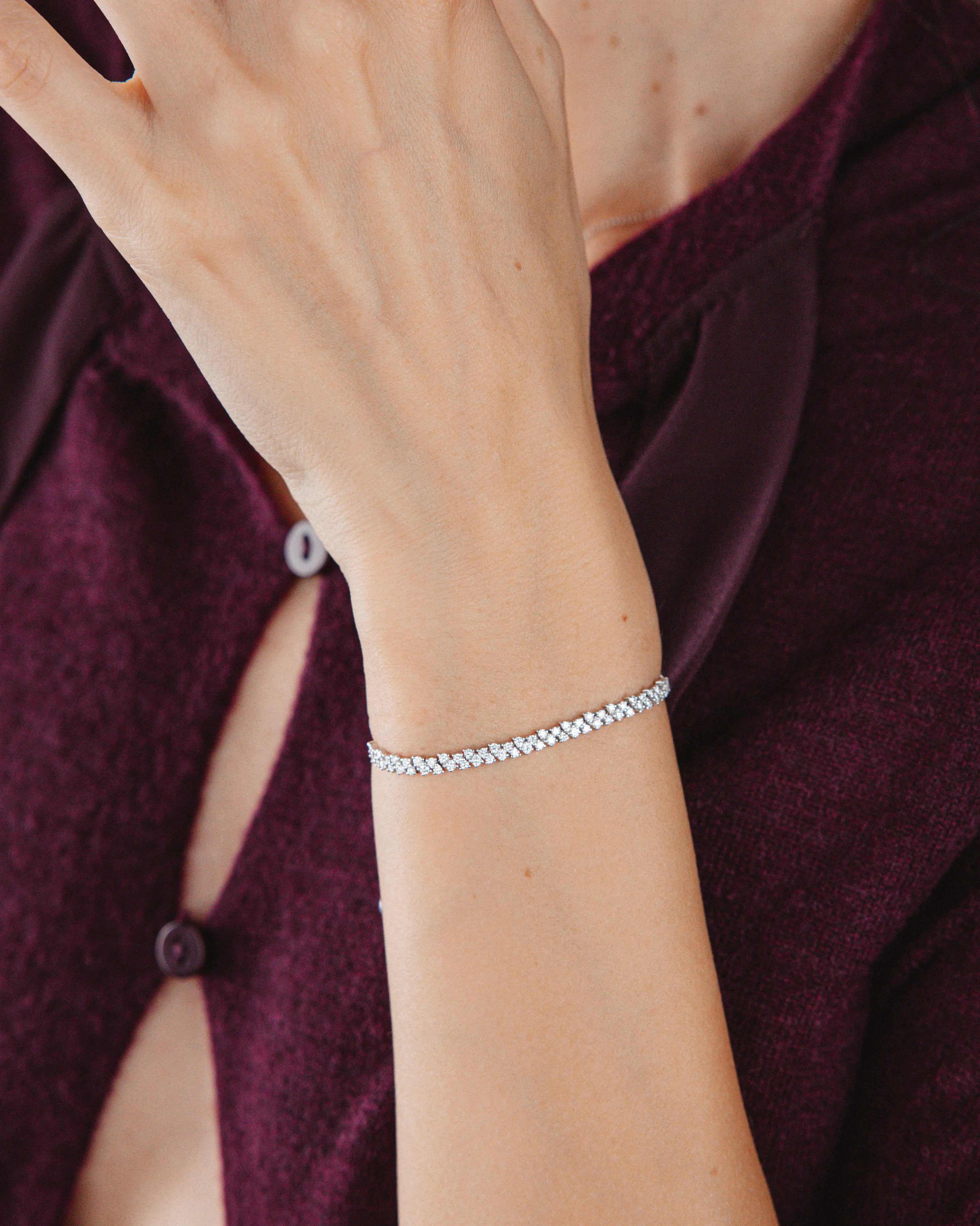 Bracelet Rivière 1 carat en or blanc et diamant de synthèse