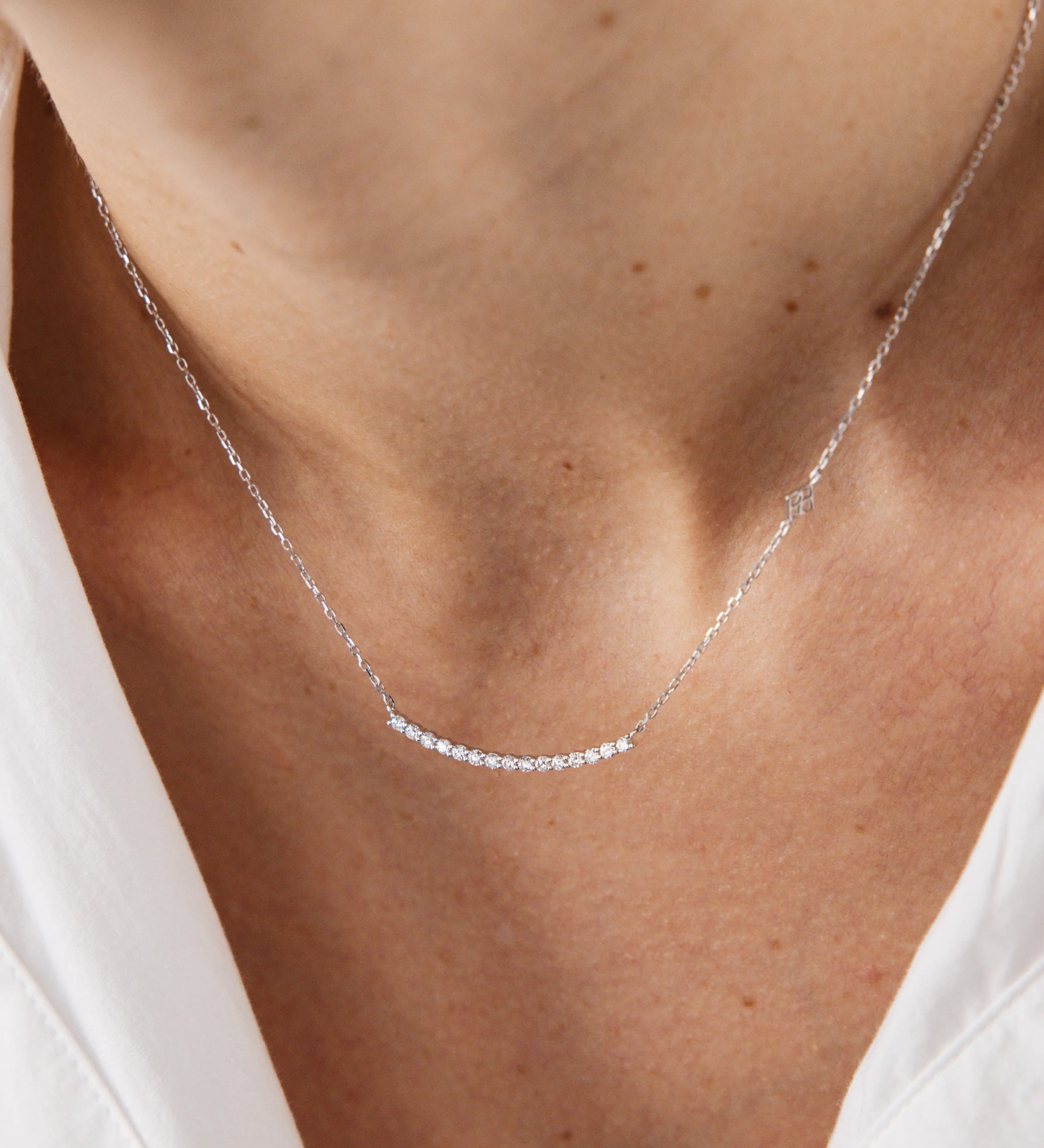 Collier Pure 0.45 carat en or blanc et diamant de synthèse