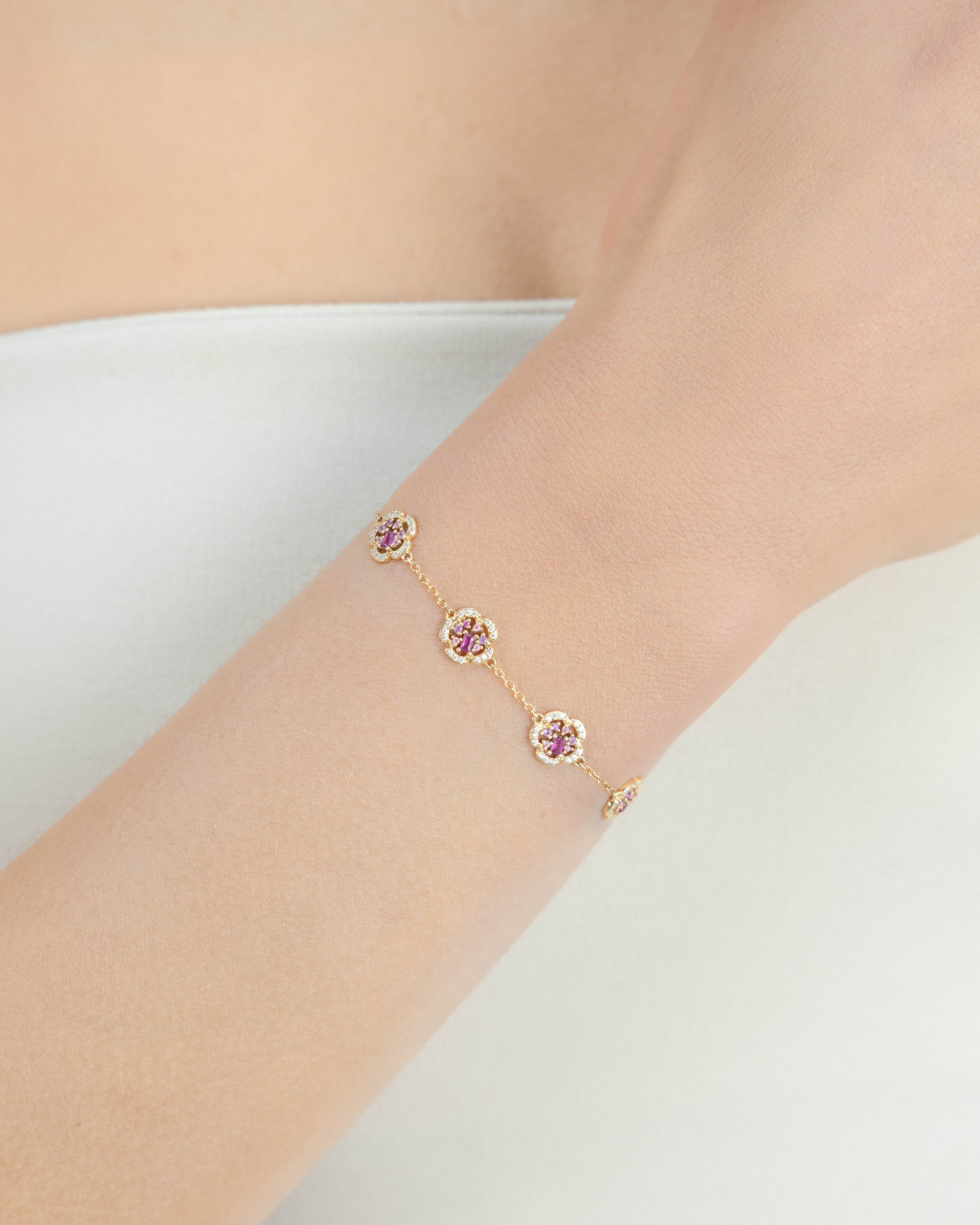 Bracelet Fiori Prune Or Jaune