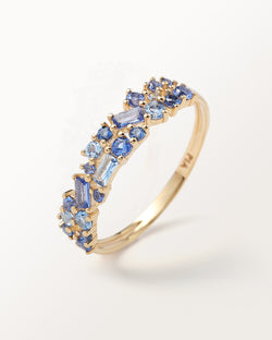 Bague Ophélie Bleue en or jaune
