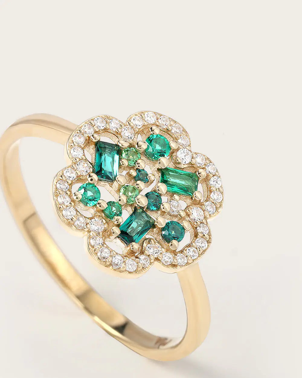 Bague Baby Flora Olive en or jaune 