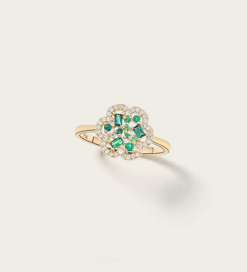 Bague Baby Flora Olive en or jaune 