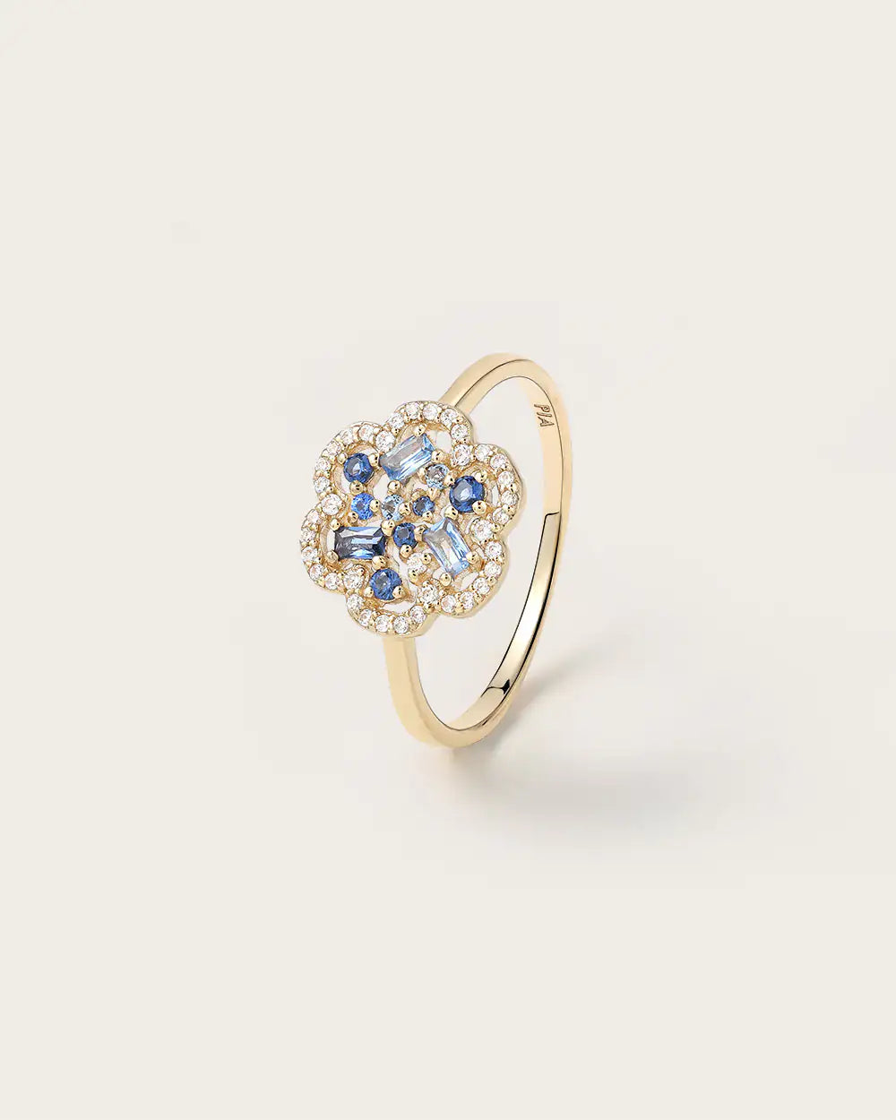 Bague Baby Flora Bleue en or jaune 