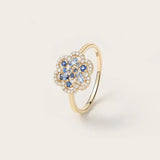 Bague Baby Flora Bleue en or jaune 