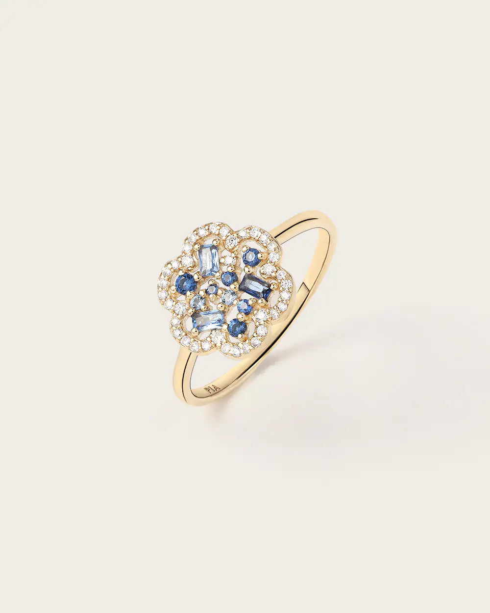 Bague Baby Flora Bleue en or jaune 