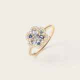 Bague Baby Flora Bleue en or jaune 