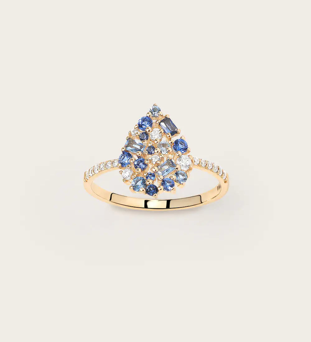 Bague Paloma Bleue en or jaune 