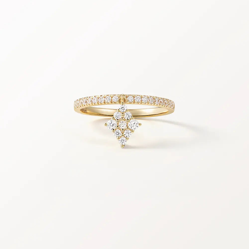 Bague Miroir Pendante, détail du losange suspendu