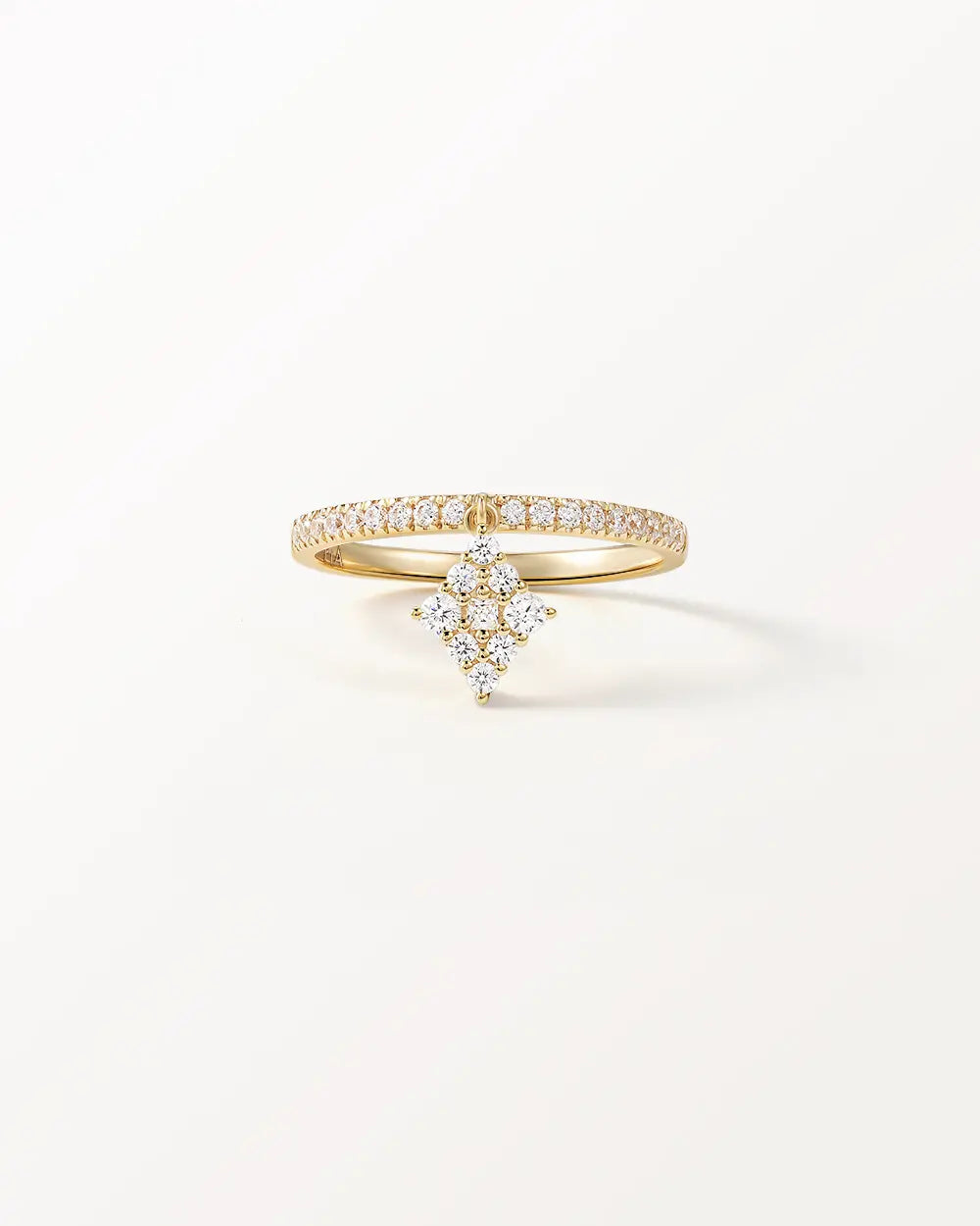 Bague Miroir Pendante, détail du losange suspendu