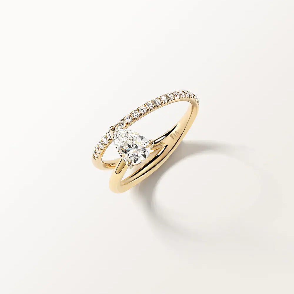Bague Angélique 0.89 carat en Or Jaune et diamant de synthèse