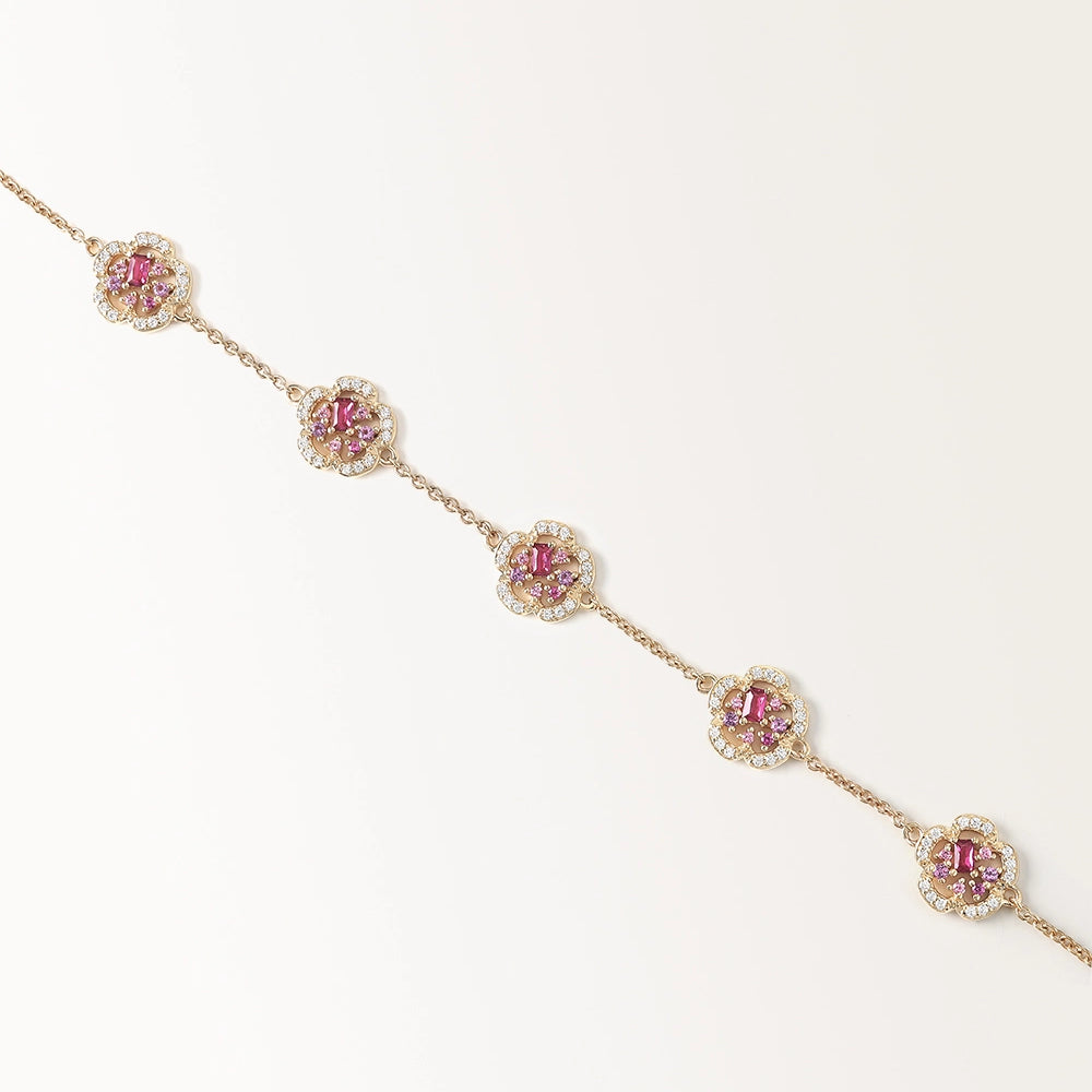 Bracelet Fiori Prune Or Jaune