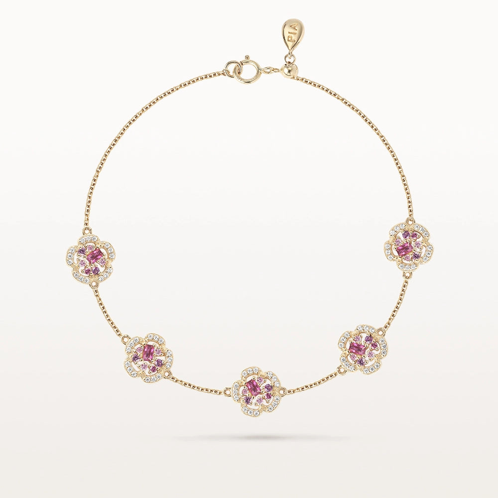 Bracelet Fiori Prune Or Jaune