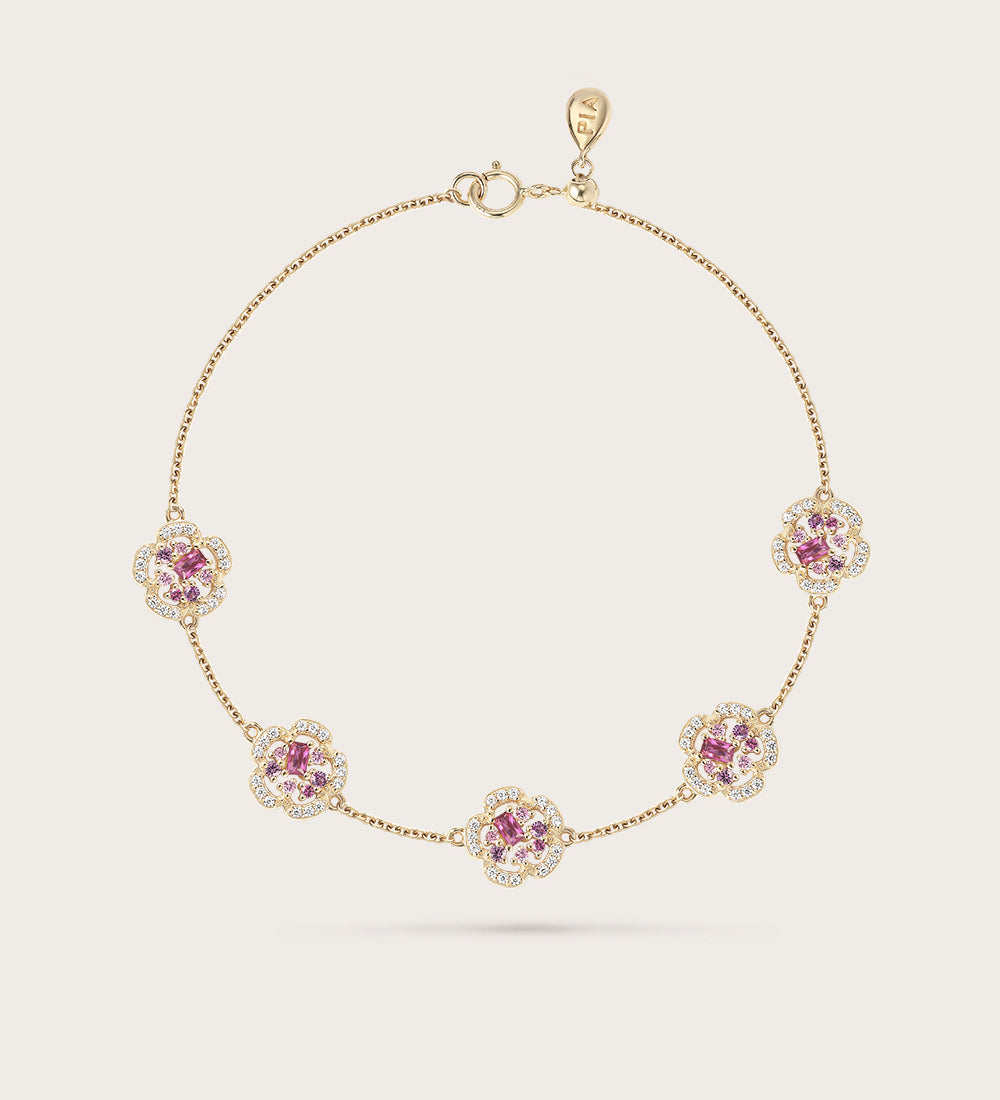 Bracelet Fiori Prune Or Jaune