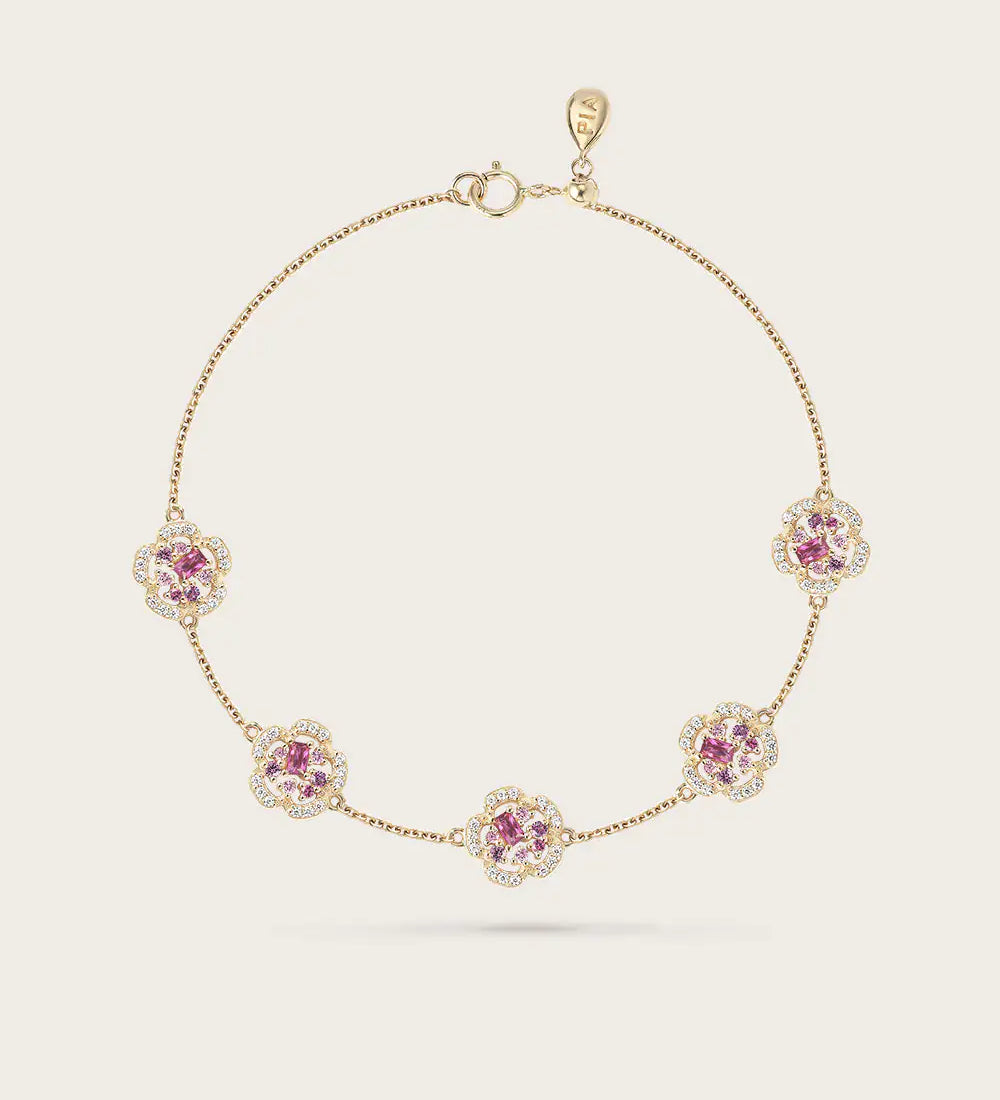 Bracelet Fiori Prune Or Jaune