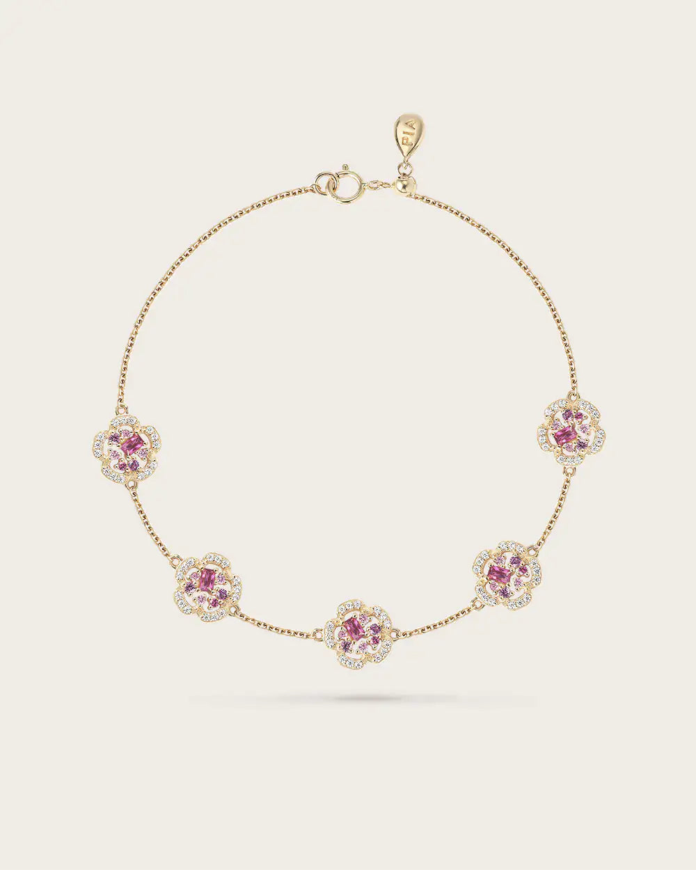 Bracelet Fiori Prune Or Jaune