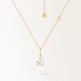 Collier Poire en or jaune, pendentif en forme de poire serti d'une pierre unique, vue de face