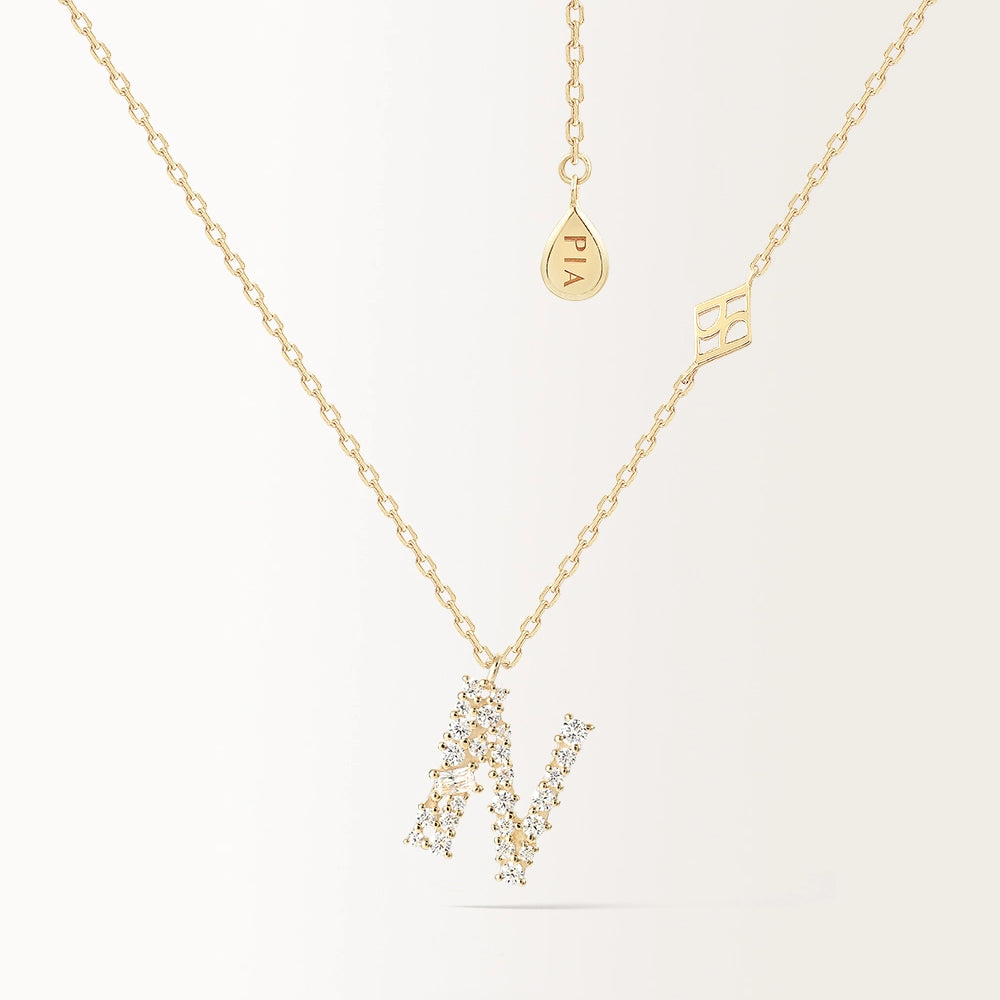 Collier Initiale N en or jaune