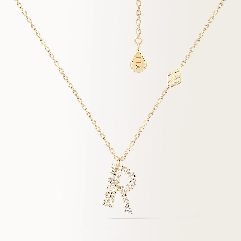 Collier Initiale R en or jaune