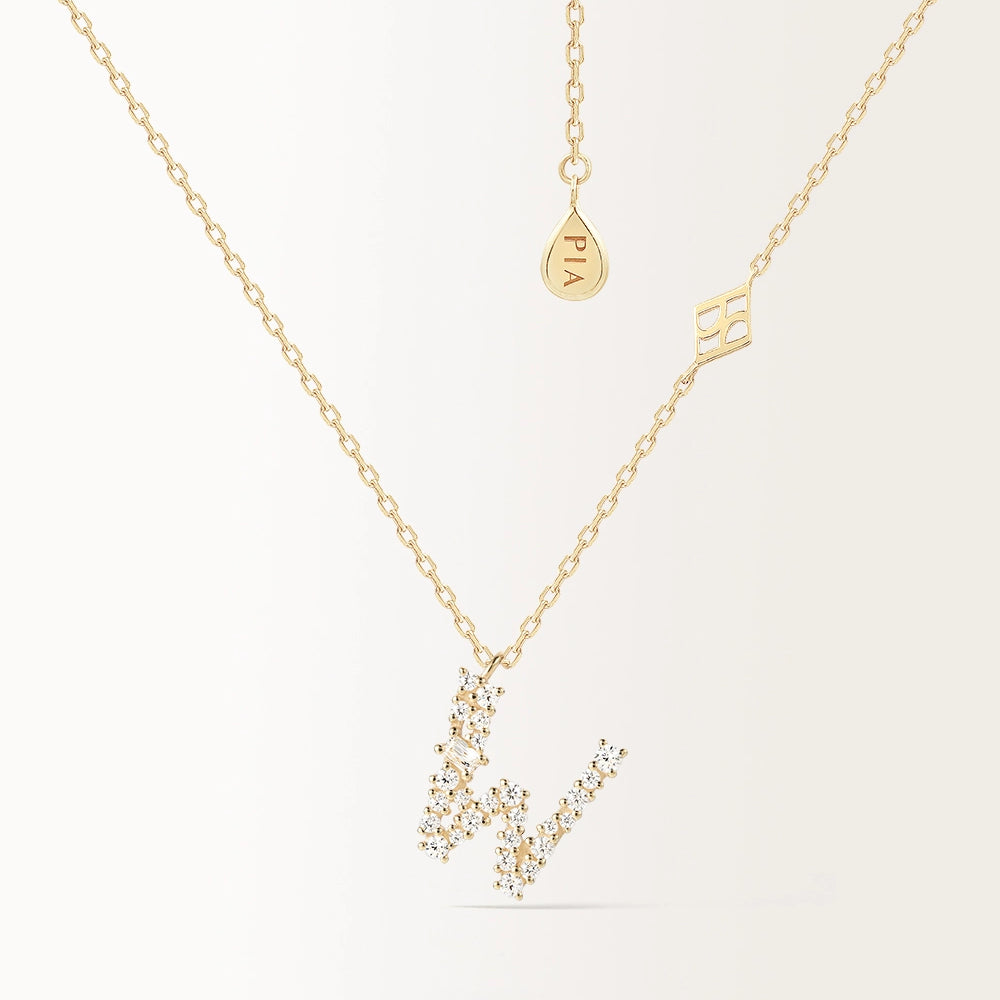 Collier Initiale W en or jaune