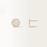 Boucles d'oreilles Flora en or jaune, motif fleur en oxyde de zirconium