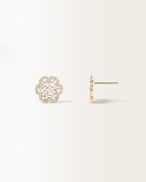 Boucles d'oreilles Flora en or jaune, motif fleur en oxyde de zirconium