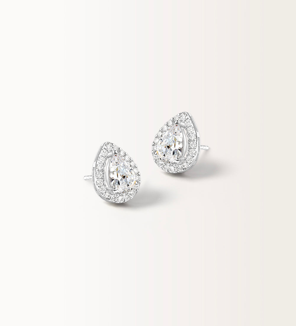 Boucles d'oreilles Aura en or blanc et diamant de synthèse