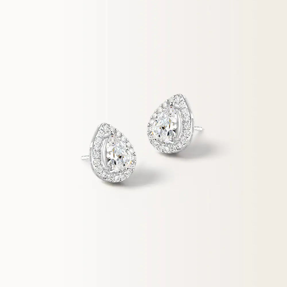 Boucles d'oreilles Aura en or blanc et diamant de synthèse