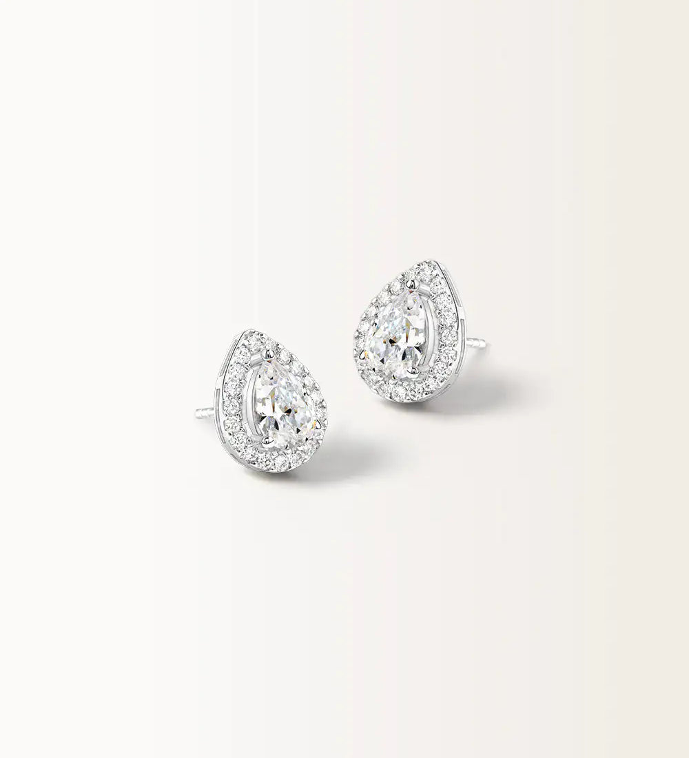 Boucles d'oreilles Aura en or blanc et diamant de synthèse