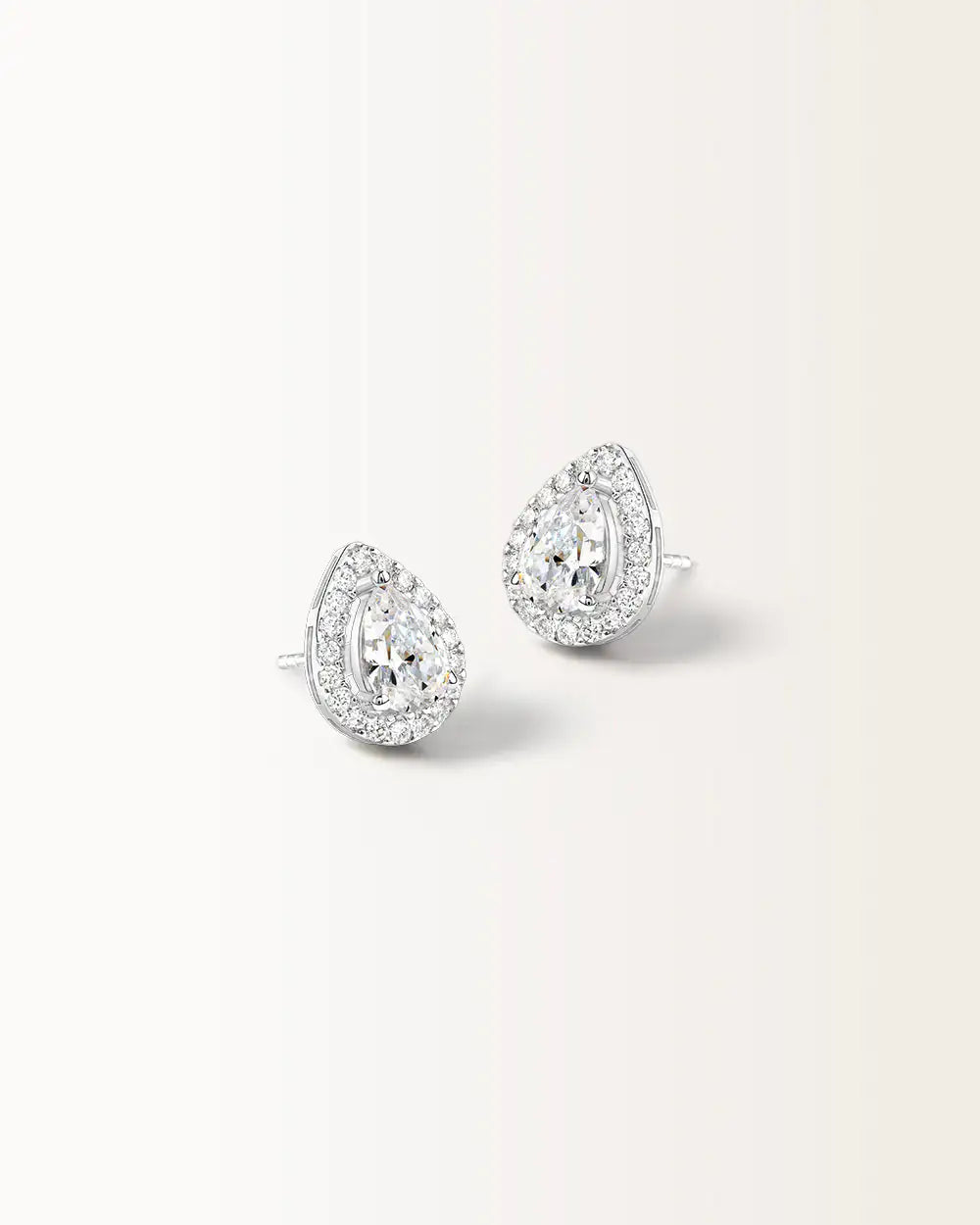 Boucles d'oreilles Aura en or blanc et diamant de synthèse