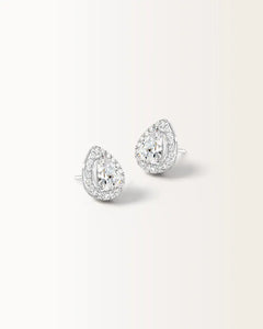 Boucles d'oreilles Aura en or blanc et diamant de synthèse