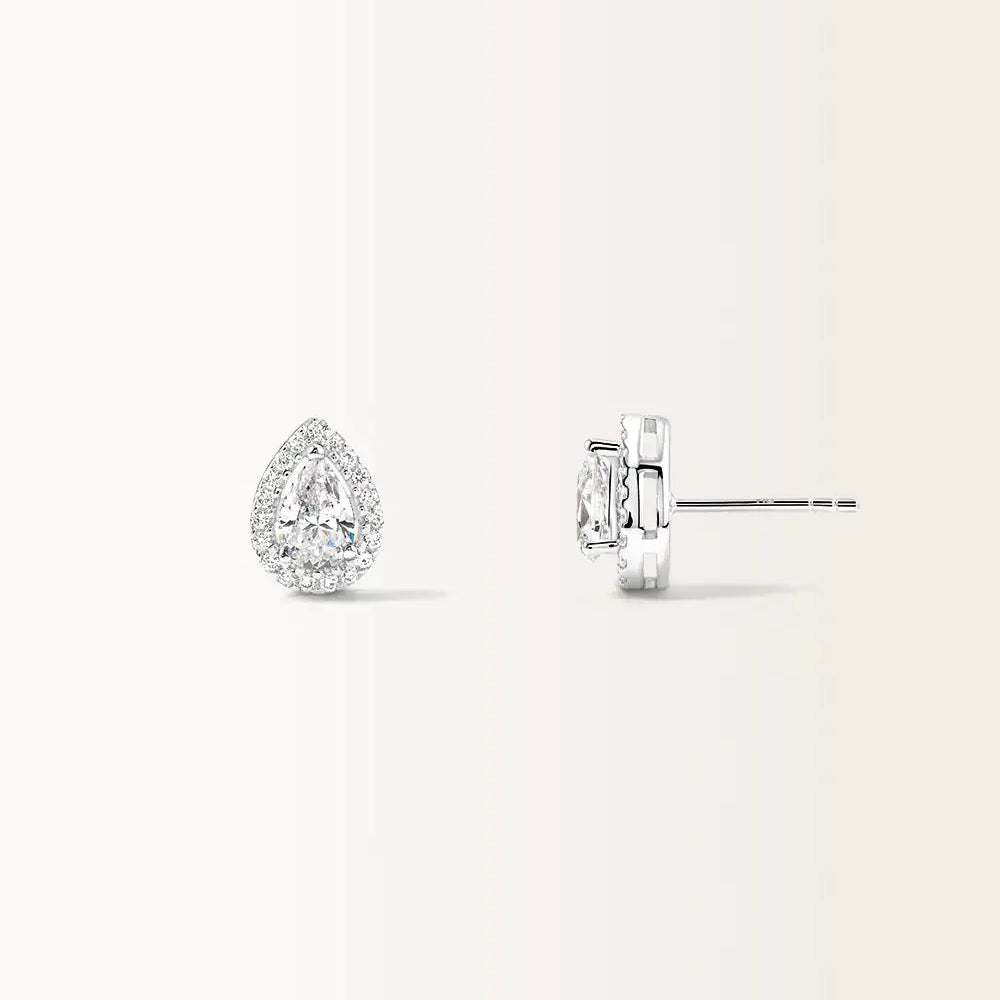 Boucles d'oreilles Aura en or blanc et diamant de synthèse