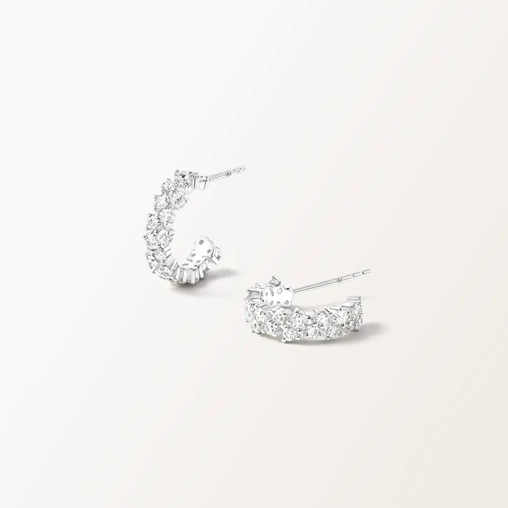 Boucles d'oreilles Rivière 0.72 carat en or blanc et diamant de synthèse