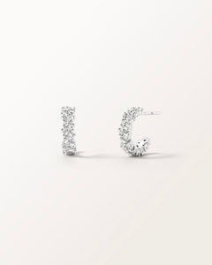 Boucles d'oreilles Rivière 0.72 carat en or blanc et diamant de synthèse