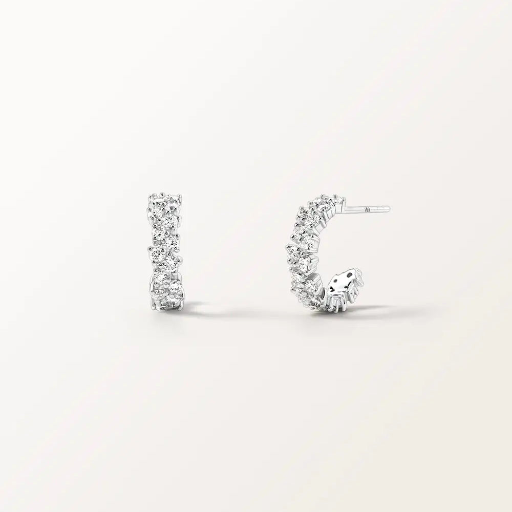 Boucles d'oreilles Rivière 0.72 carat en or blanc et diamant de synthèse